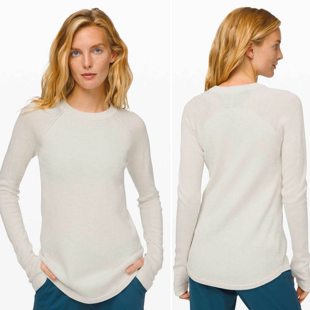 Lululemon Sit In Lotus Sweater in Heathered Light Ivory, size 4